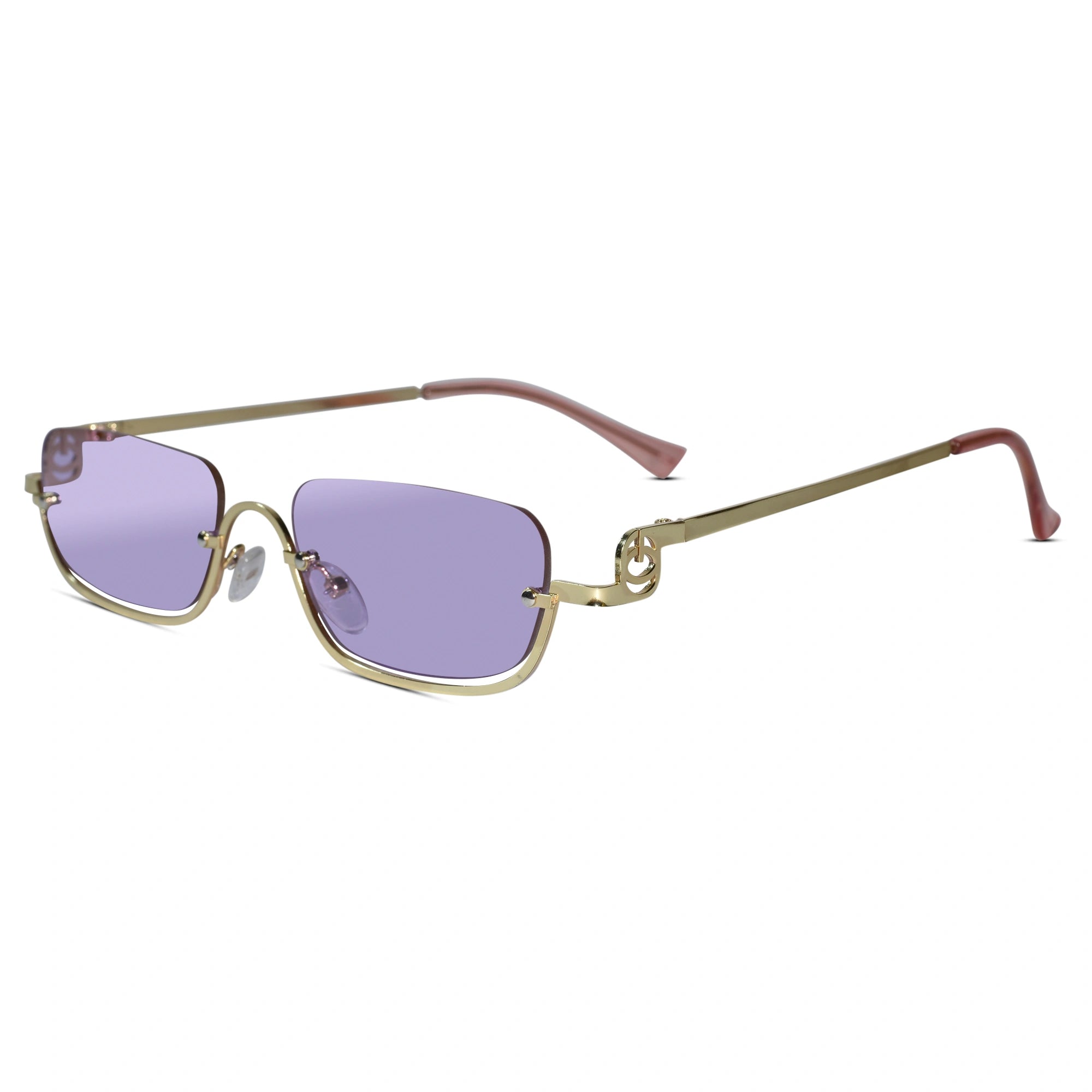 Stylish Purple Tint Rectangular Sunglasses for Men & Women ELS2026S08-PRPL GLD