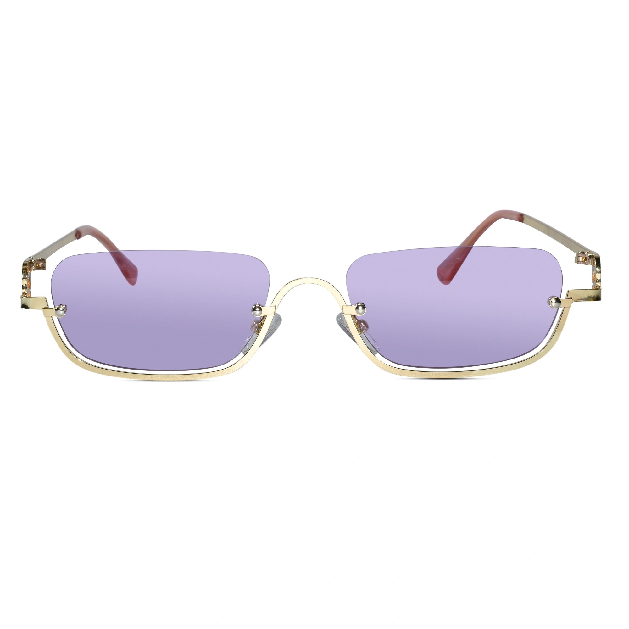 Stylish Purple Tint Rectangular Sunglasses for Men & Women ELS2026S08-PRPL GLD