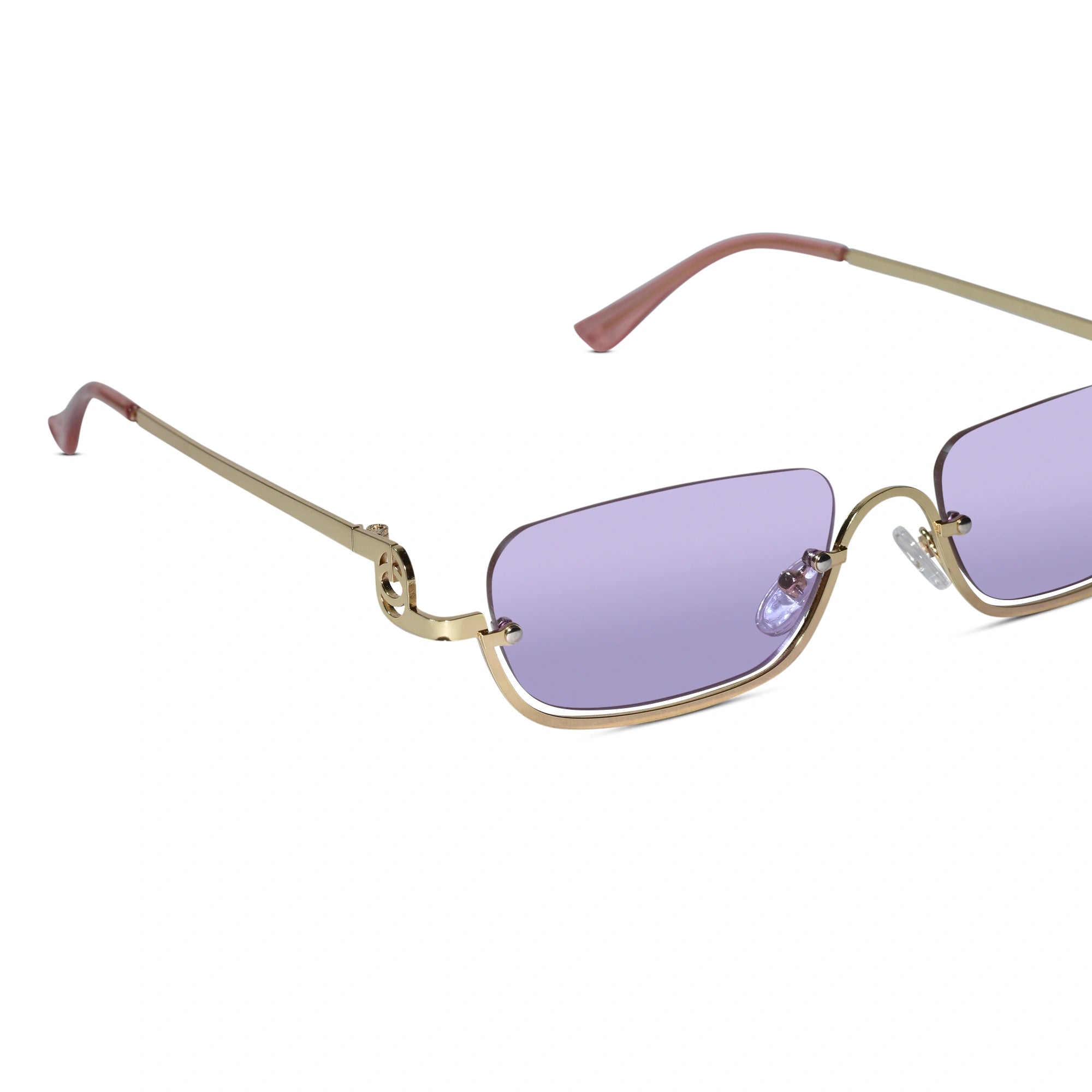 Stylish Purple Tint Rectangular Sunglasses for Men & Women ELS2026S08-PRPL GLD