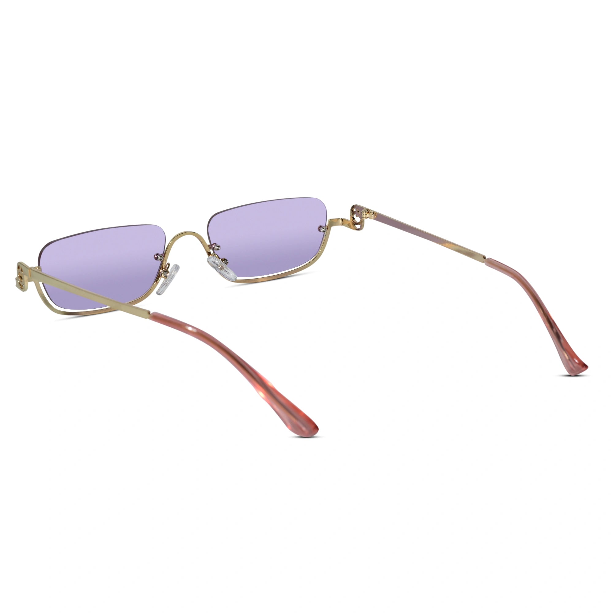 Stylish Purple Tint Rectangular Sunglasses for Men & Women ELS2026S08-PRPL GLD