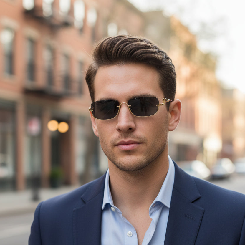 Stylish Rectangular Sunglasses for Men & Women ELS2026S08-BLK GLD