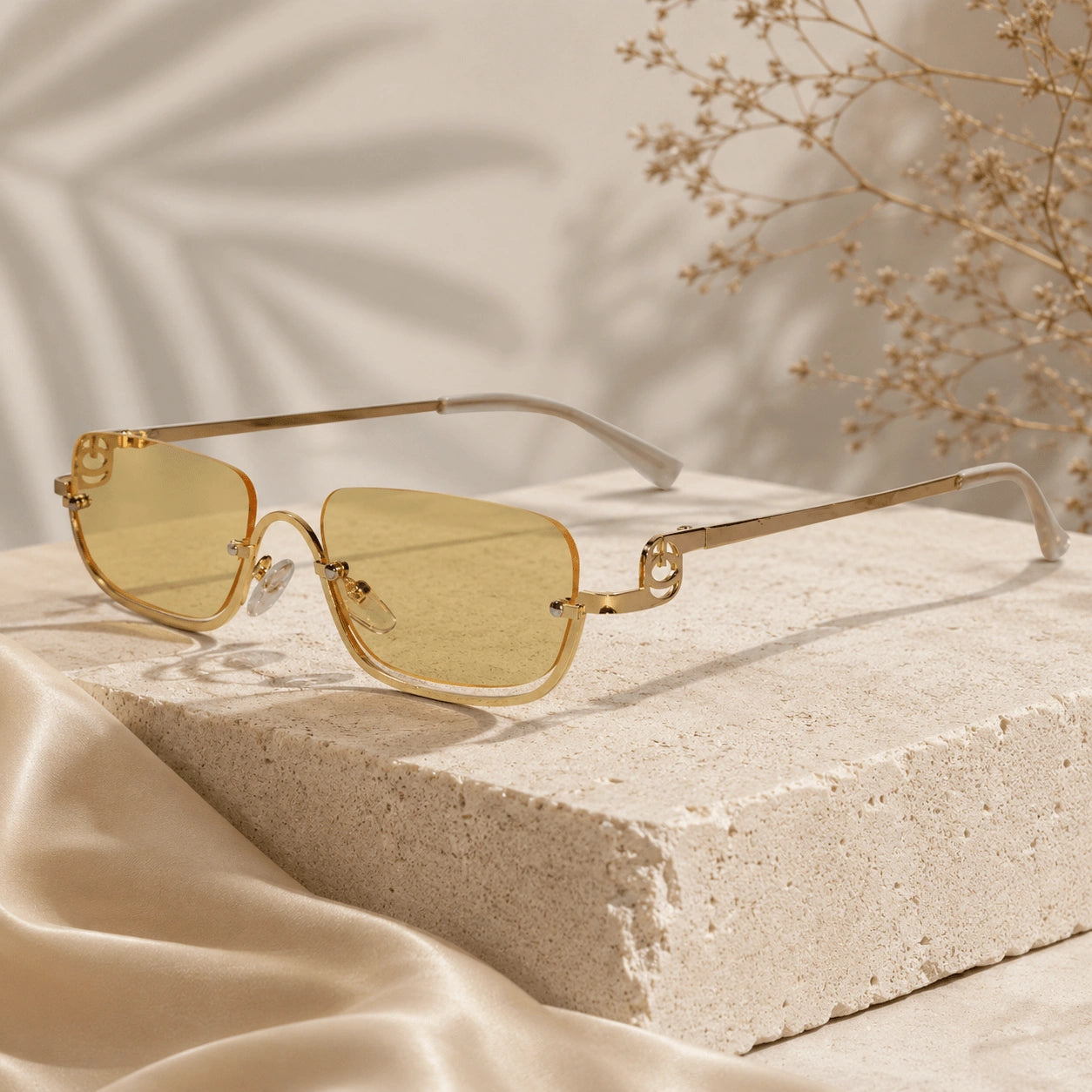Stylish Rectangular Sunglasses for Men & Women ELS2026S08-YLWGLD