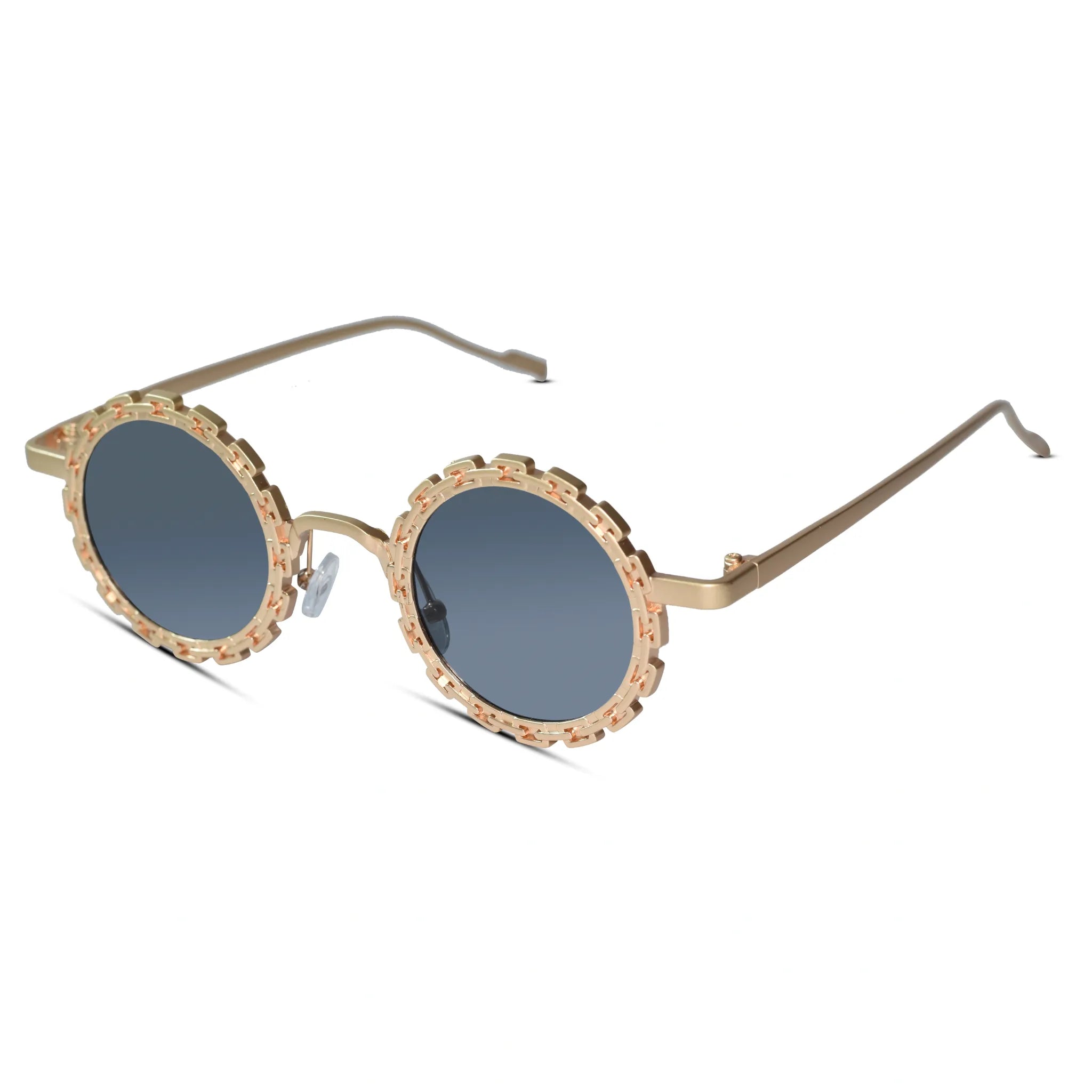 Stylish Round Metal Sunglasses For Women ELS2026S026-Golden
