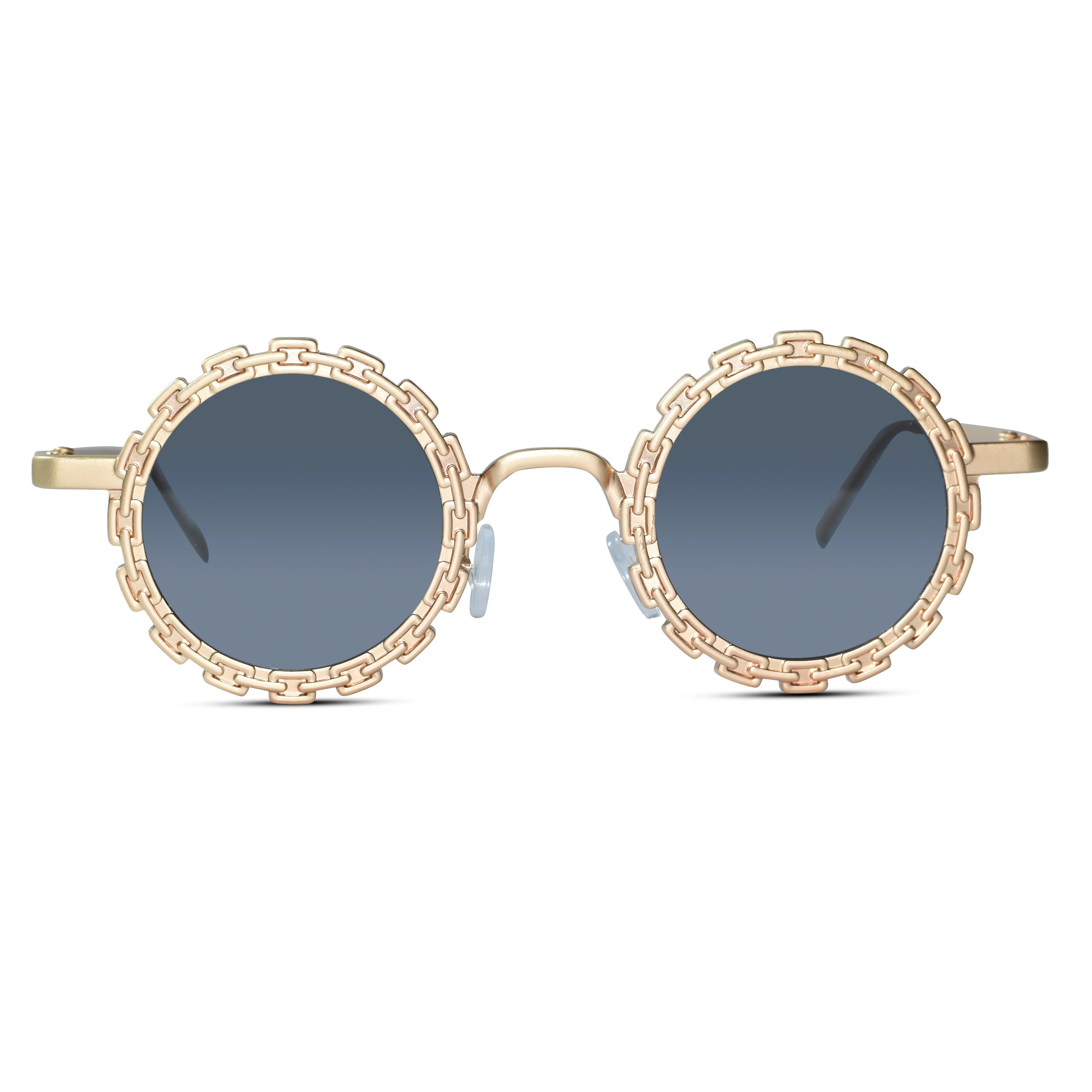 Stylish Round Metal Sunglasses For Women ELS2026S026-Golden