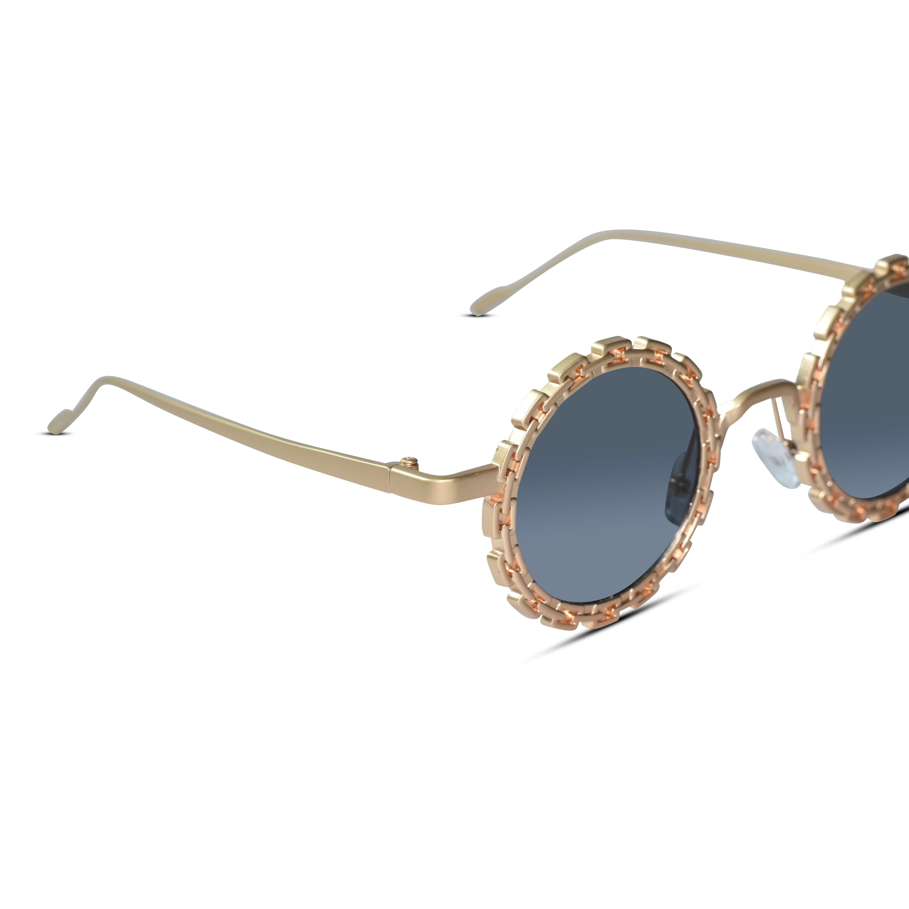 Stylish Round Metal Sunglasses For Women ELS2026S026-Golden