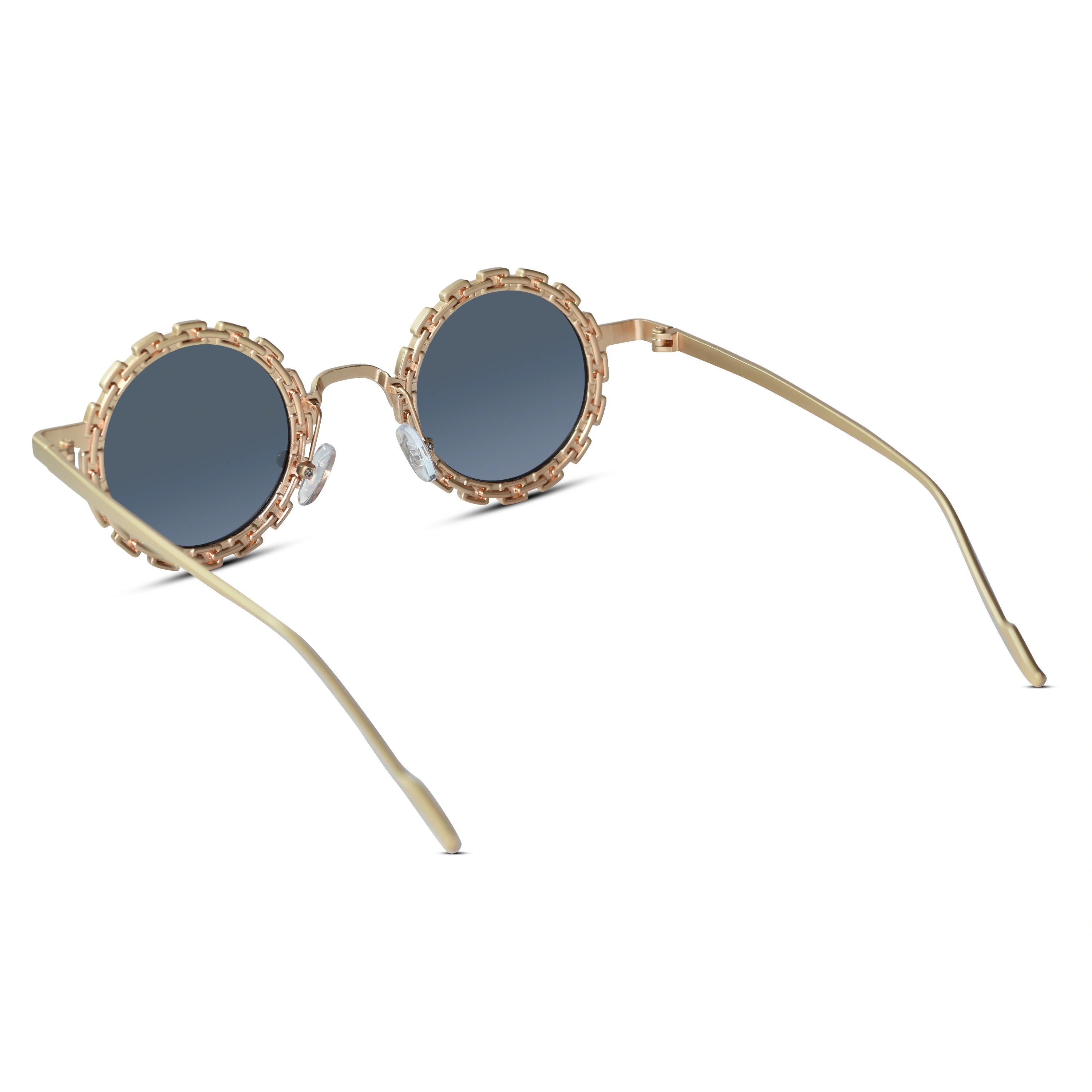 Stylish Round Metal Sunglasses For Women ELS2026S026-Golden