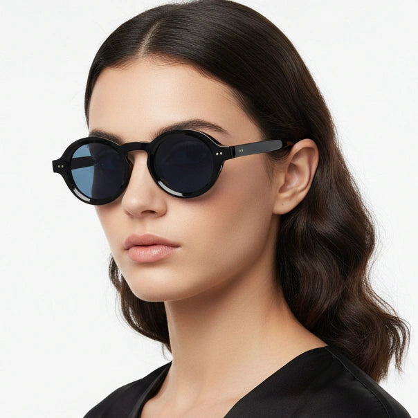 SunDrip | Polarised Bold Round Black Sunglasses For Men & Women LKS5171-BLK