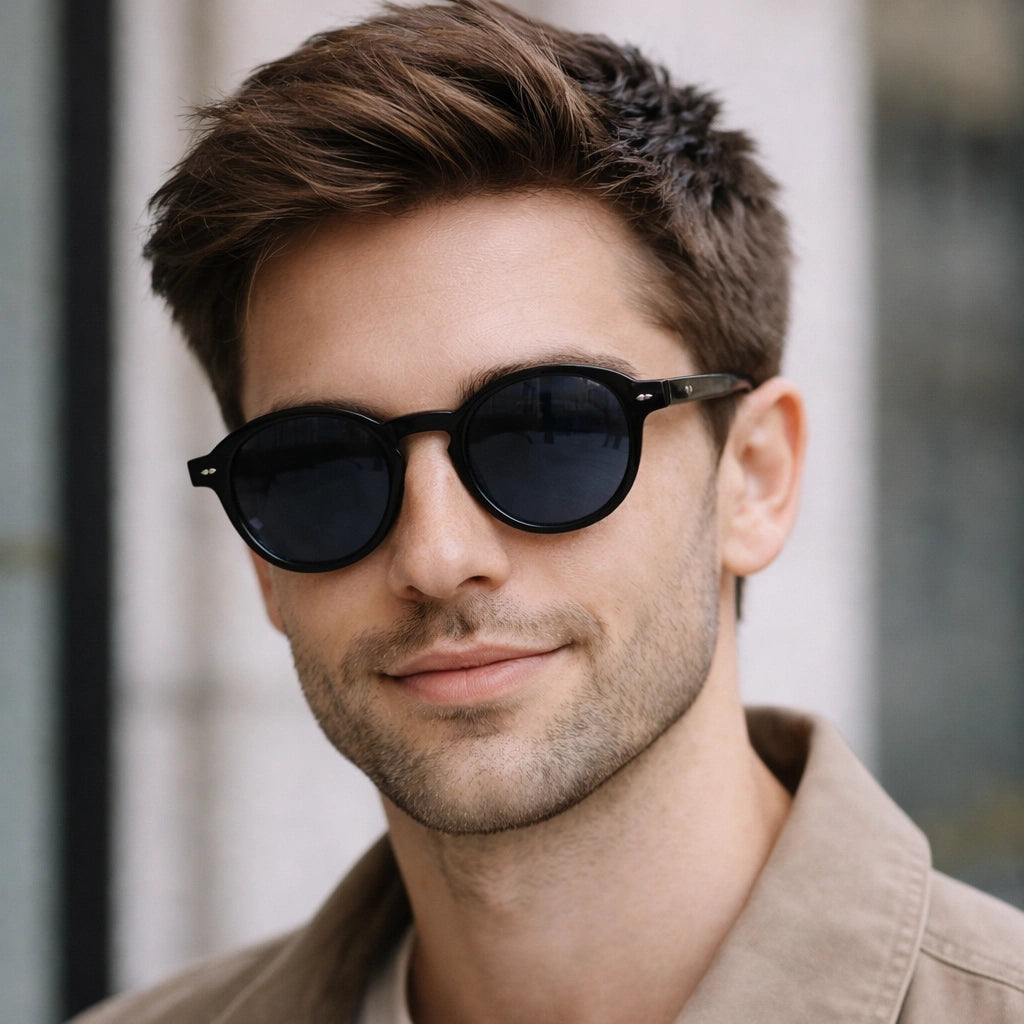 SunDrip | Polarised Bold Round Black Sunglasses For Men & Women LKS5171-BLK