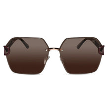SunEdge | Oversize Hexagonal Rimless Brown Sunglasses For Women