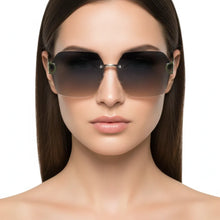 SunEdge | Oversize Hexagonal Rimless Green Sunglasses For Women