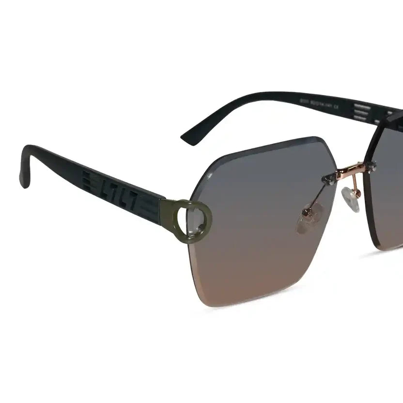 SunEdge | Oversize Hexagonal Rimless Green Sunglasses For Women ELS8111-GRN
