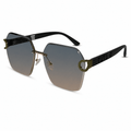 SunEdge | Oversize Hexagonal Rimless Green Sunglasses For Women ELS8111-GRN