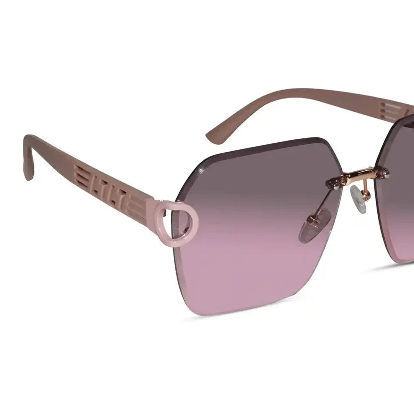 SunEdge | Oversize Hexagonal Rimless Pink Sunglasses For Women ELS8111-PNK