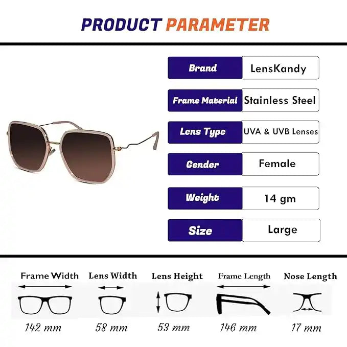 Full Rim Stainless Steel Hexagonal Shape  Sunglasses For Women