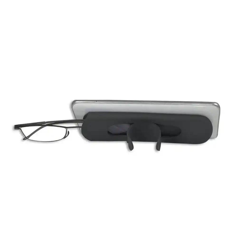 Ultra-thin reading glasses with phone-attachable case, showing its function as a phone stand. Innovative lenses for computer screen