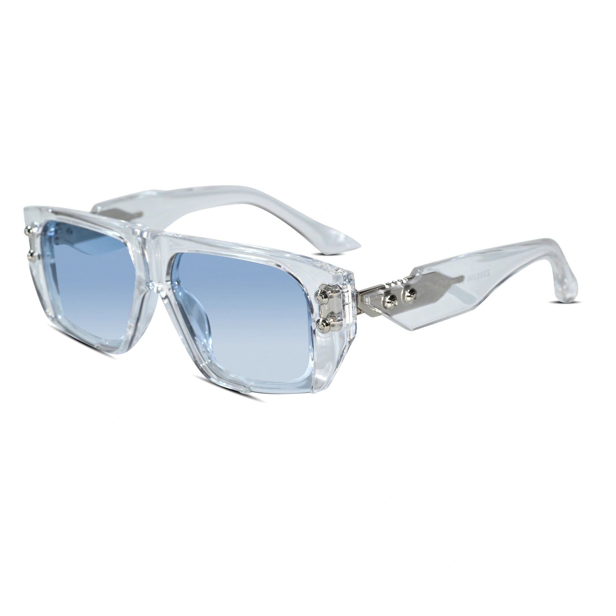 Transparent Bold Sunglasses with Gold Stud Accents ELS2026S06-TRANS BLU