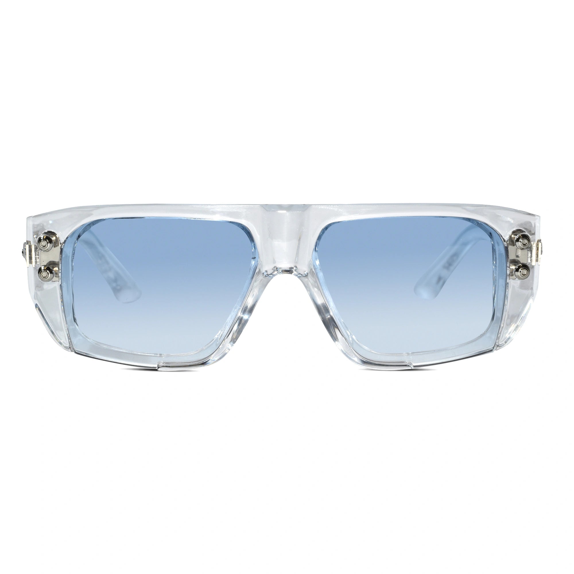 Transparent Bold Sunglasses with Gold Stud Accents ELS2026S06-TRANS BLU