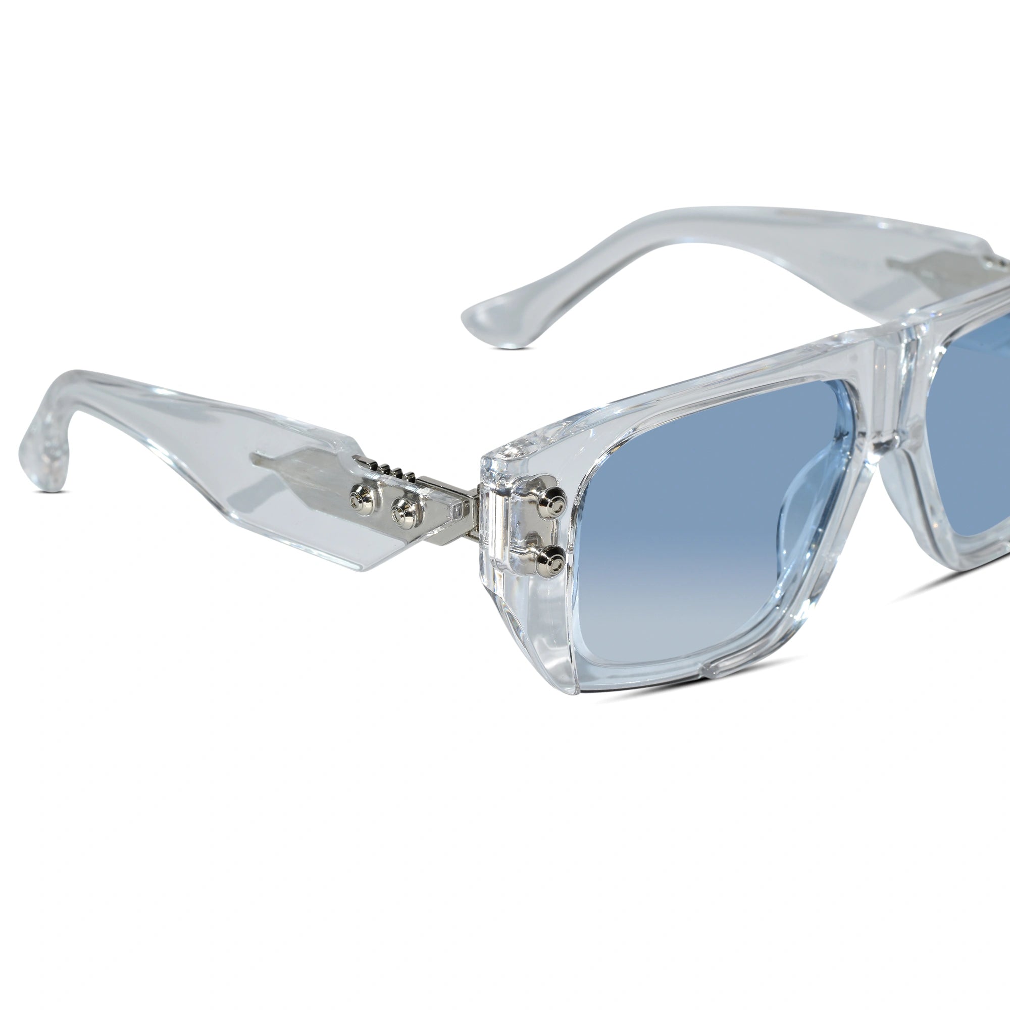 Transparent Bold Sunglasses with Gold Stud Accents ELS2026S06-TRANS BLU