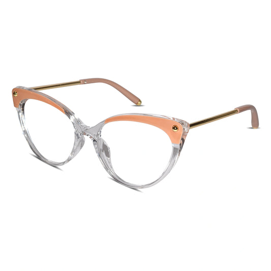 Transparent  Cateye Eyeglasses & Computer Glasses For Women LKE93308-ORAN