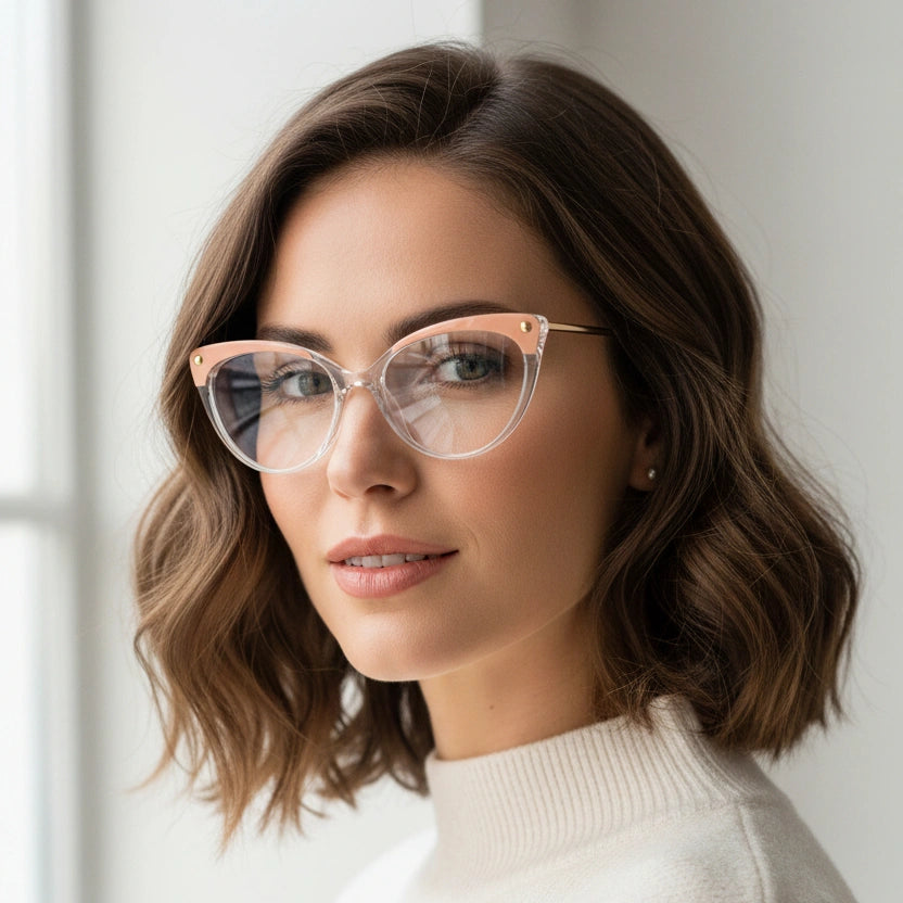 Transparent  Cateye Eyeglasses & Computer Glasses For Women LKE93308-ORAN