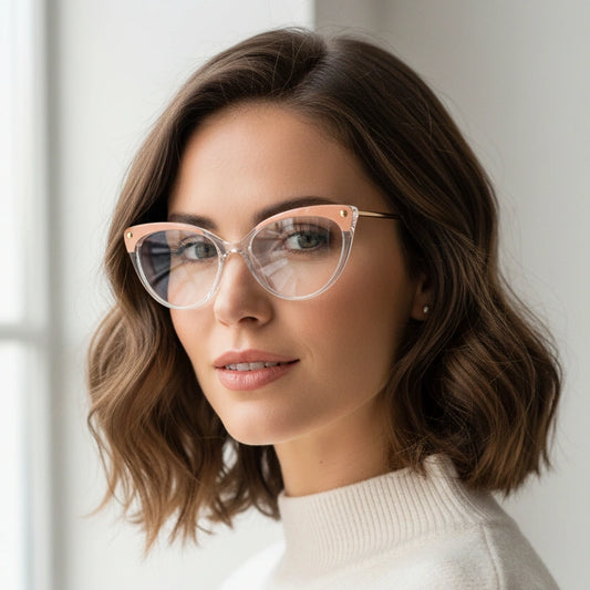 Transparent  Cateye Eyeglasses & Computer Glasses For Women LKE93308-ORAN