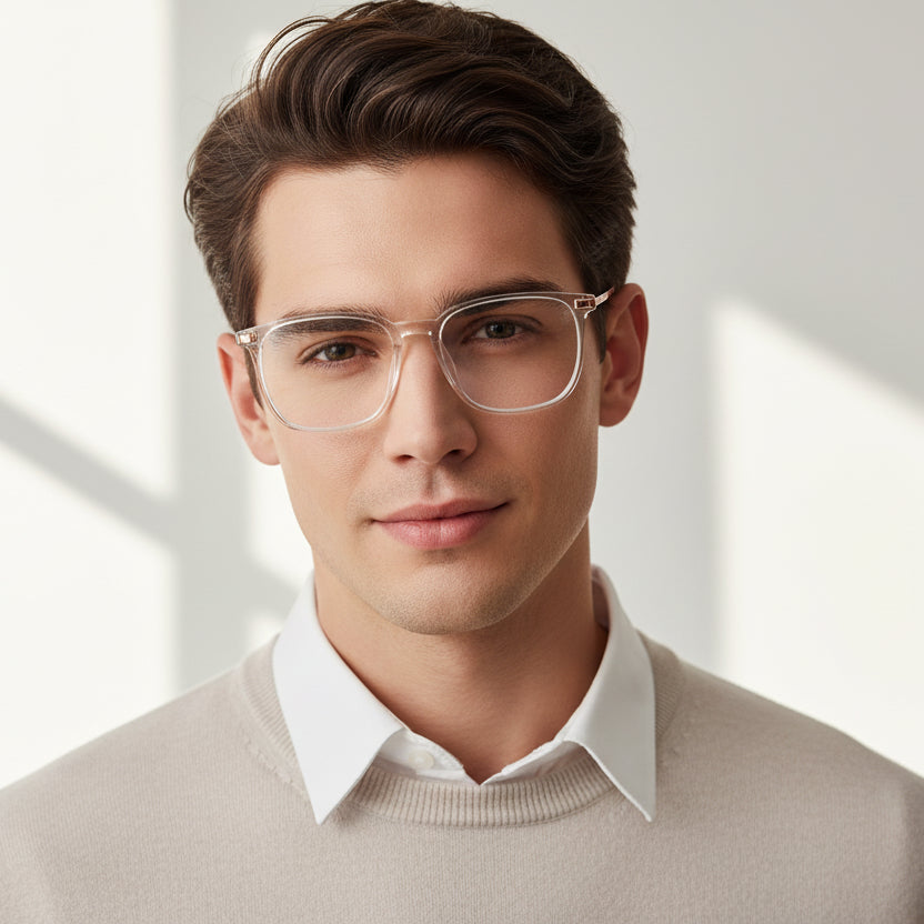 Transparent & Gold Square Eyeglasses For Men & Women ELE98014-TRANS