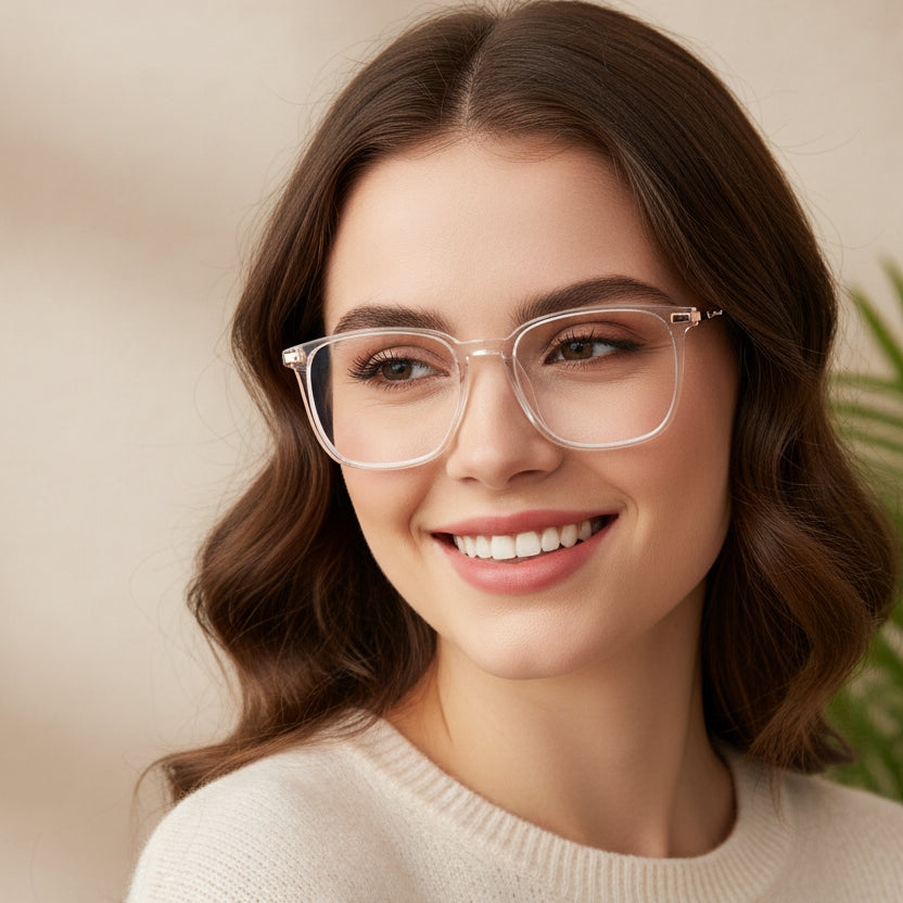 Transparent & Gold Square Eyeglasses For Men & Women ELE98014-TRANS