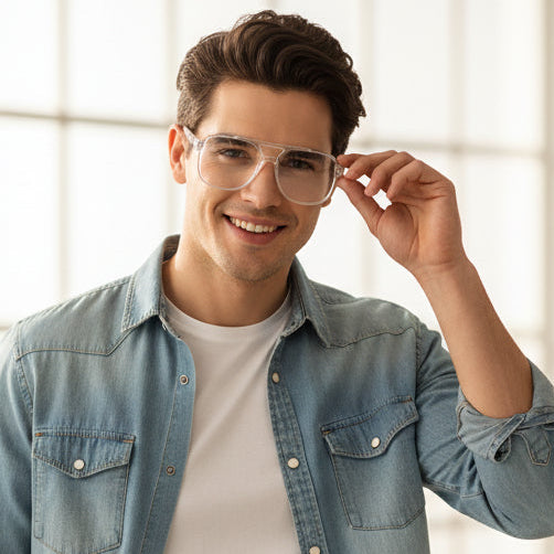 Transparent Rectangular Eyeglasses For Men LKE8935-TRANS