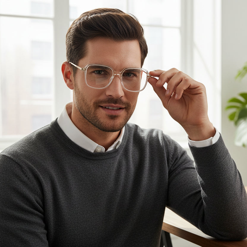 Transparent Square Eyeglasses For Men & Women LKE20098-TRANS
