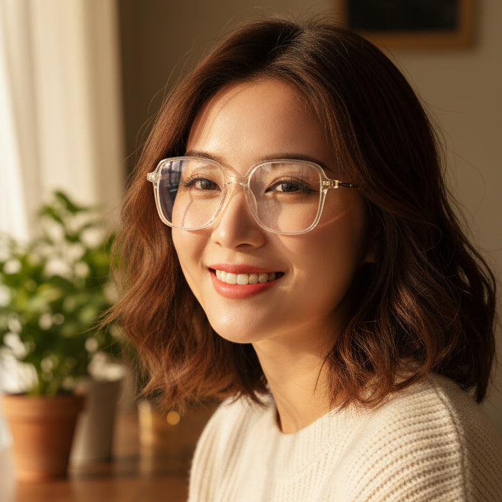 Transparent Square Eyeglasses For Men & Women LKE20098-TRANS