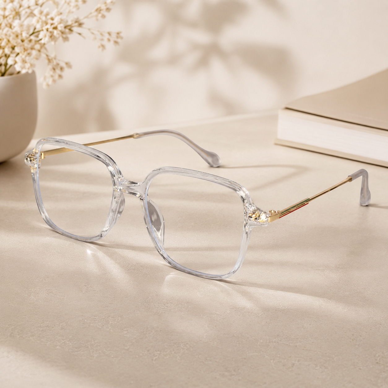 Transparent Square Eyeglasses For Men & Women LKE20098-TRANS