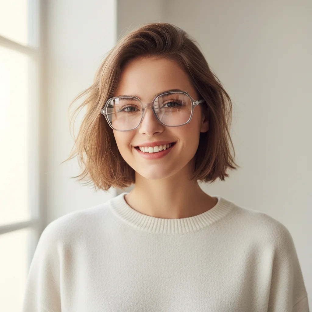 Transparent Square Eyeglasses For Men & Women LKE66009-TRAN
