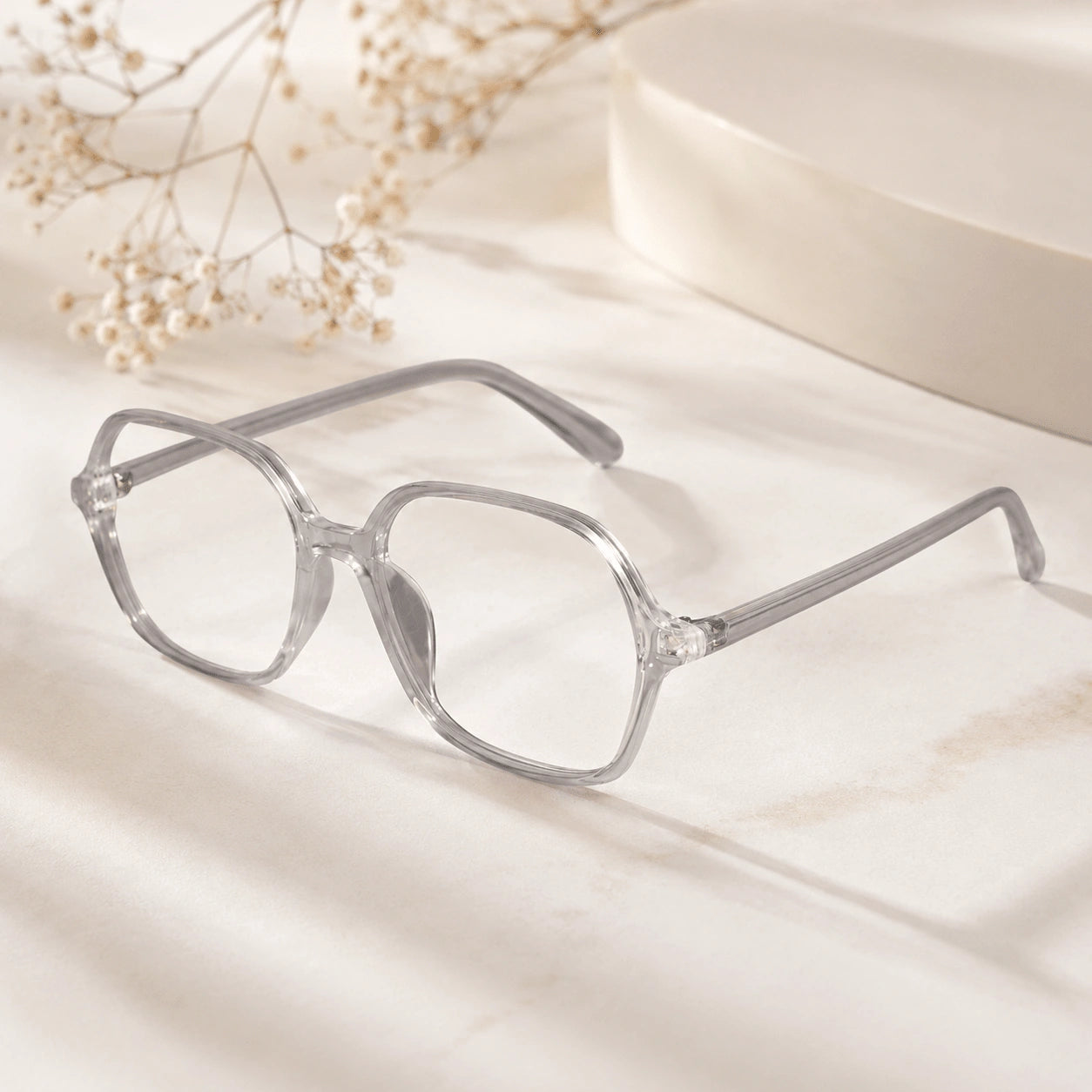 Transparent Square Eyeglasses For Men & Women LKE66009-TRAN