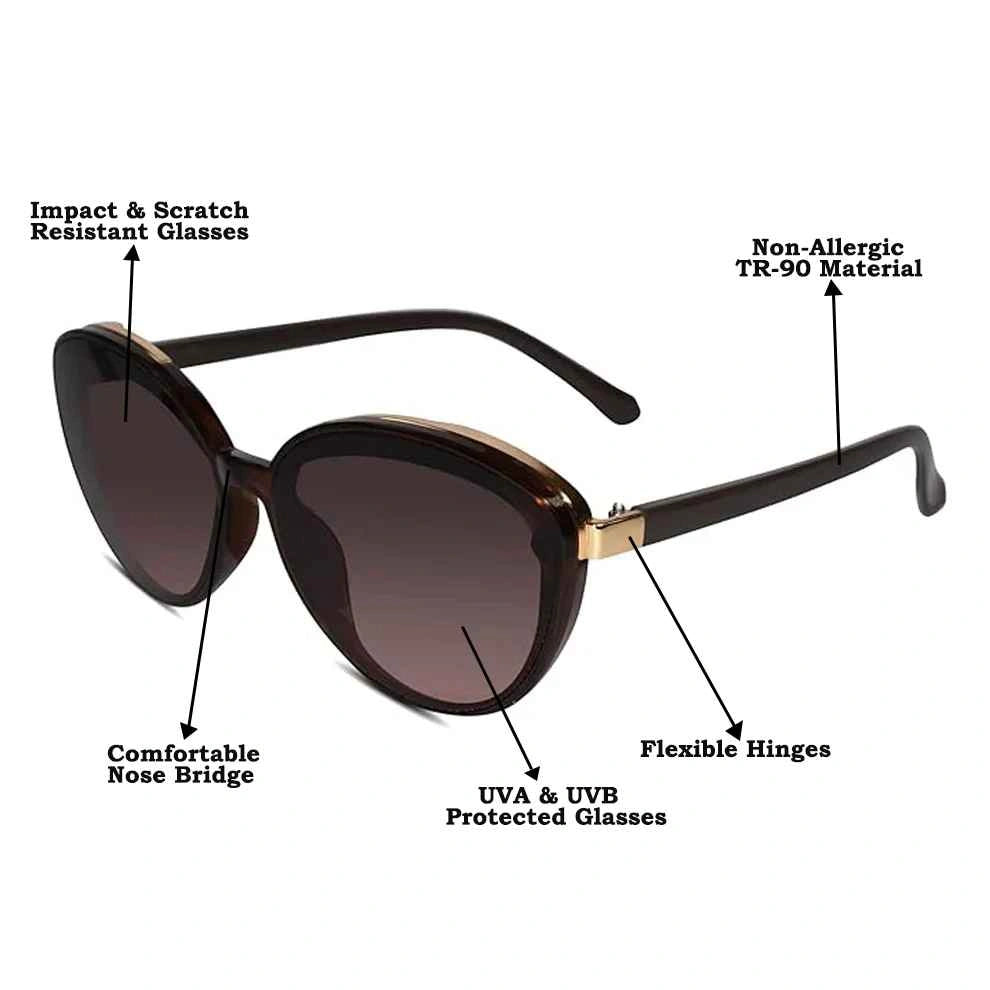 Trendy Brown Cat Eye  Sunglasses for Women LKS53047-BRN