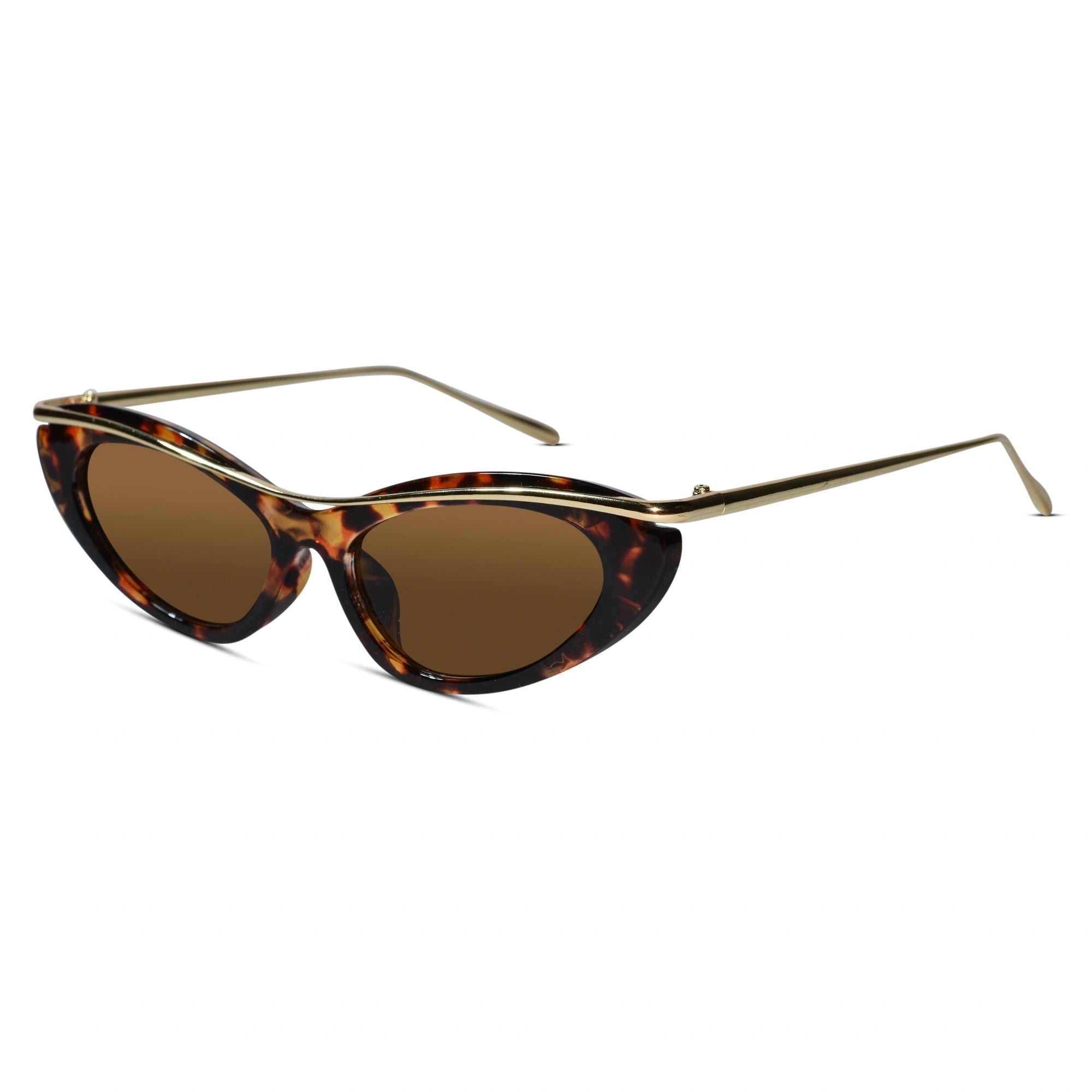Trendy Cat Eye Sunglasses for Women ELS2026S019-DA BRN