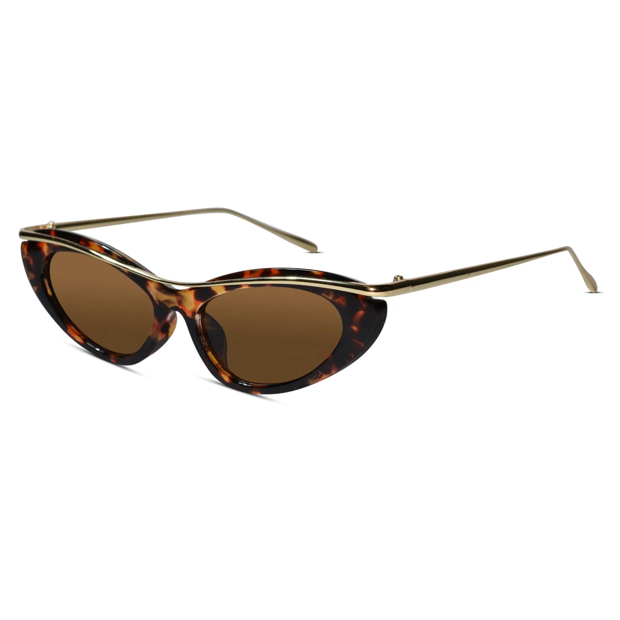 Trendy Cat Eye Sunglasses for Women ELS2026S019-DA BRN