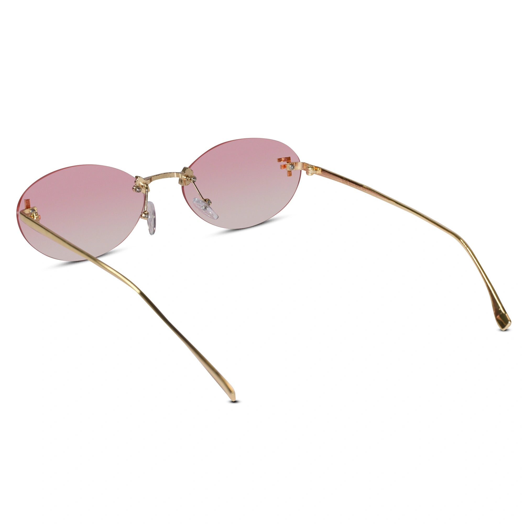 Trendy Rimless Oval Pink Sunglasses for Women-ELS3018-PINK