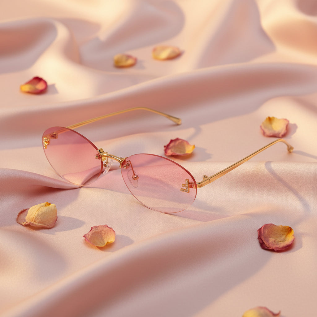 Trendy Rimless Oval Pink Sunglasses for Women-ELS3018-PINK