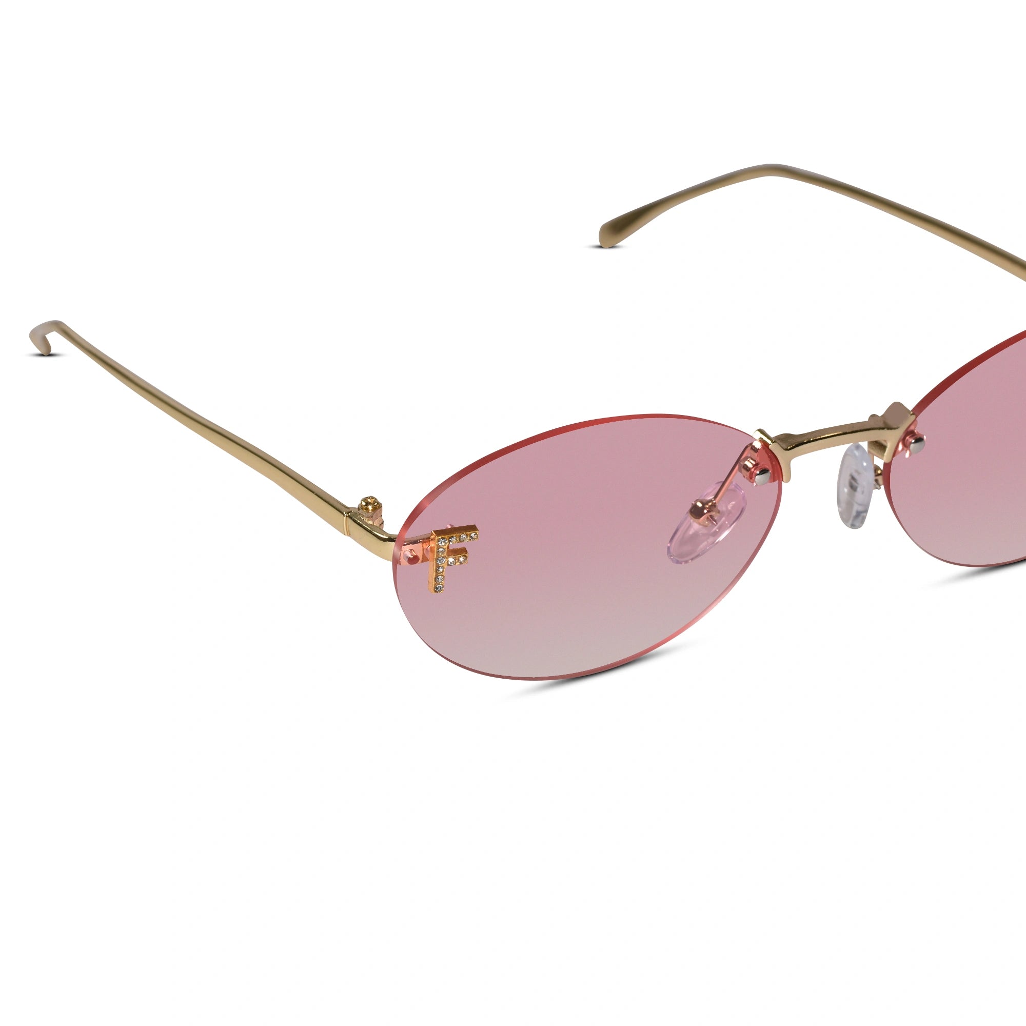 Trendy Rimless Oval Pink Sunglasses for Women-ELS3018-PINK