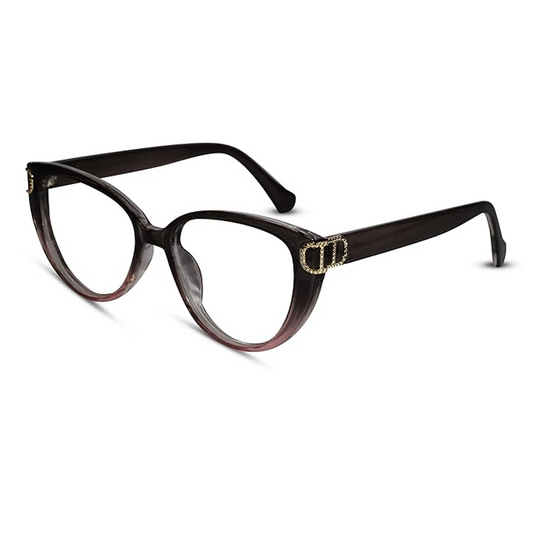 Designer Dual Tone Black/Brown Cat eye Eyeglasses For Women LKE23045-BRN
