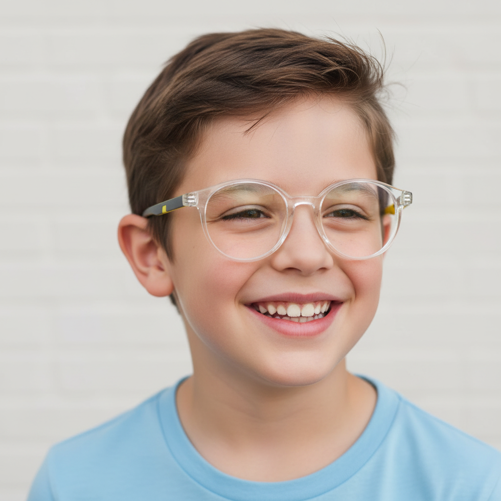 Crystal Transparent Round Eyeglasses For  5-10 Yrs Kids LKEK2303-GRY