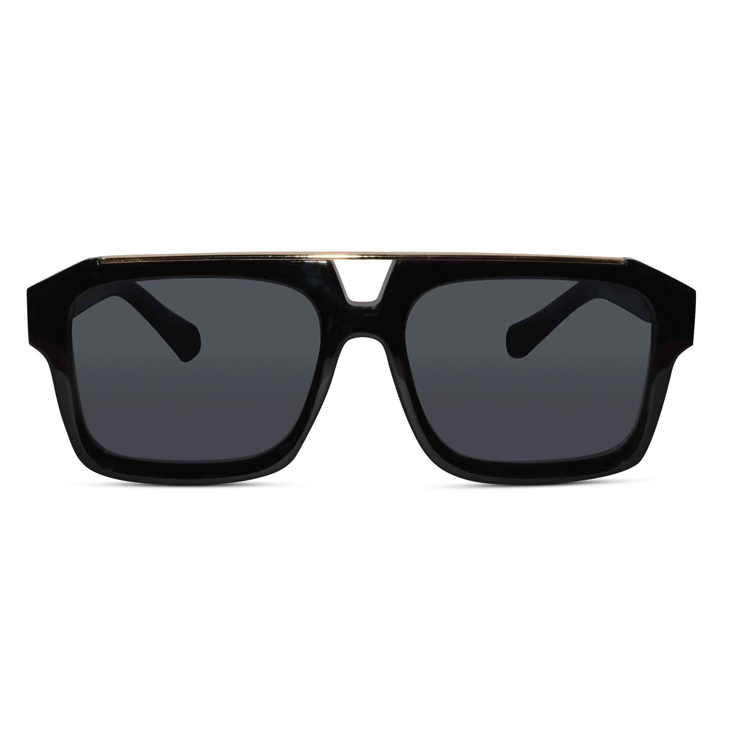 URBAN Black & Golden Rectangular Sunglasses