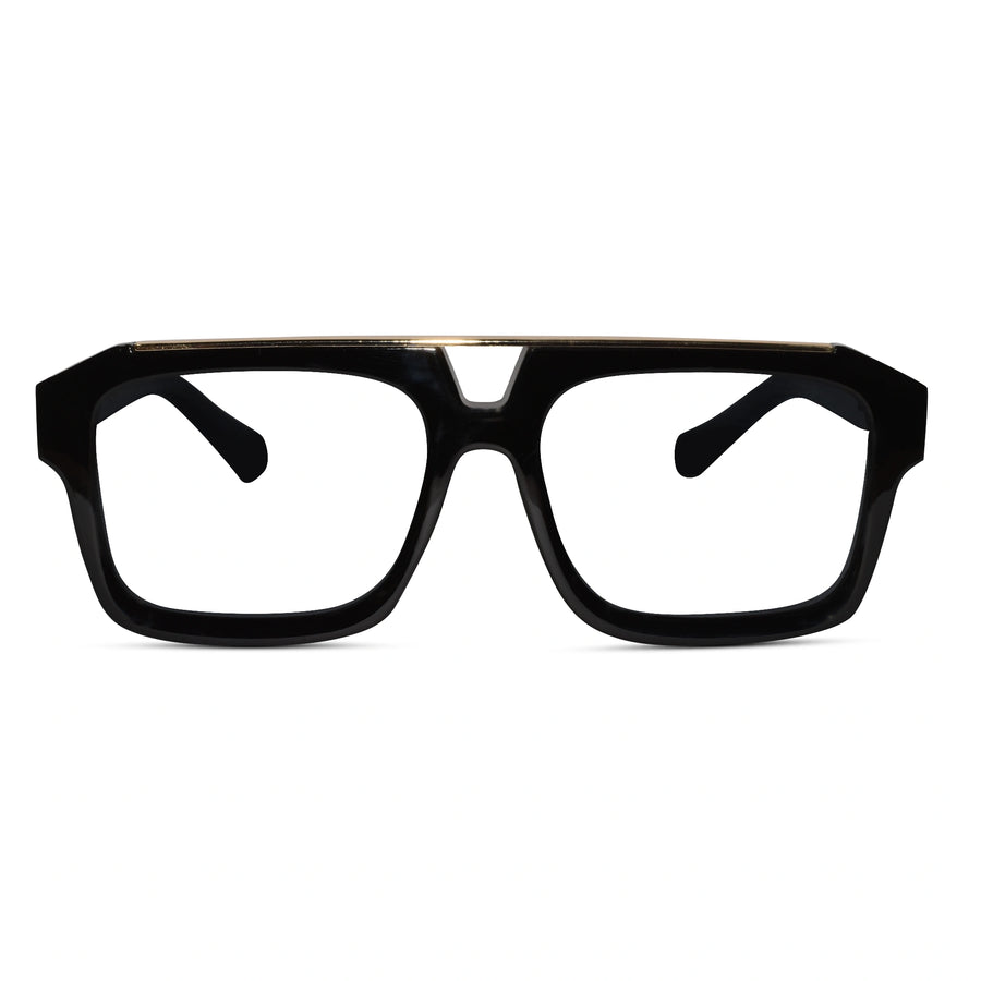 URBAN Black & Golden Rectangulare Eyeglasses For Men