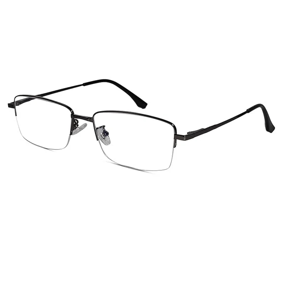 Sleek Gold Rectangular Half Rim Eyeglasses