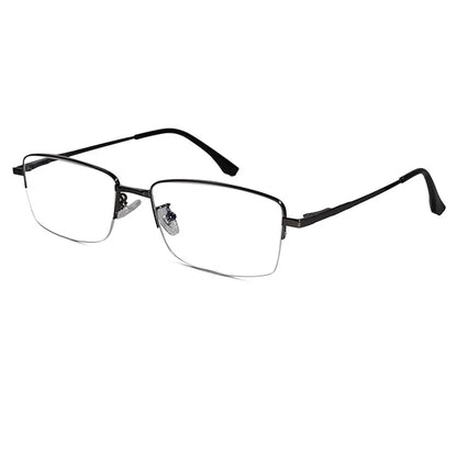 Sleek Gold Rectangular Half Rim Eyeglasses