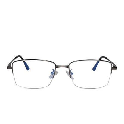 Sleek Gold Rectangular Half Rim Eyeglasses