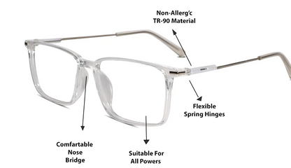 Transparent Rectangular Eyeglasses For Men & Women