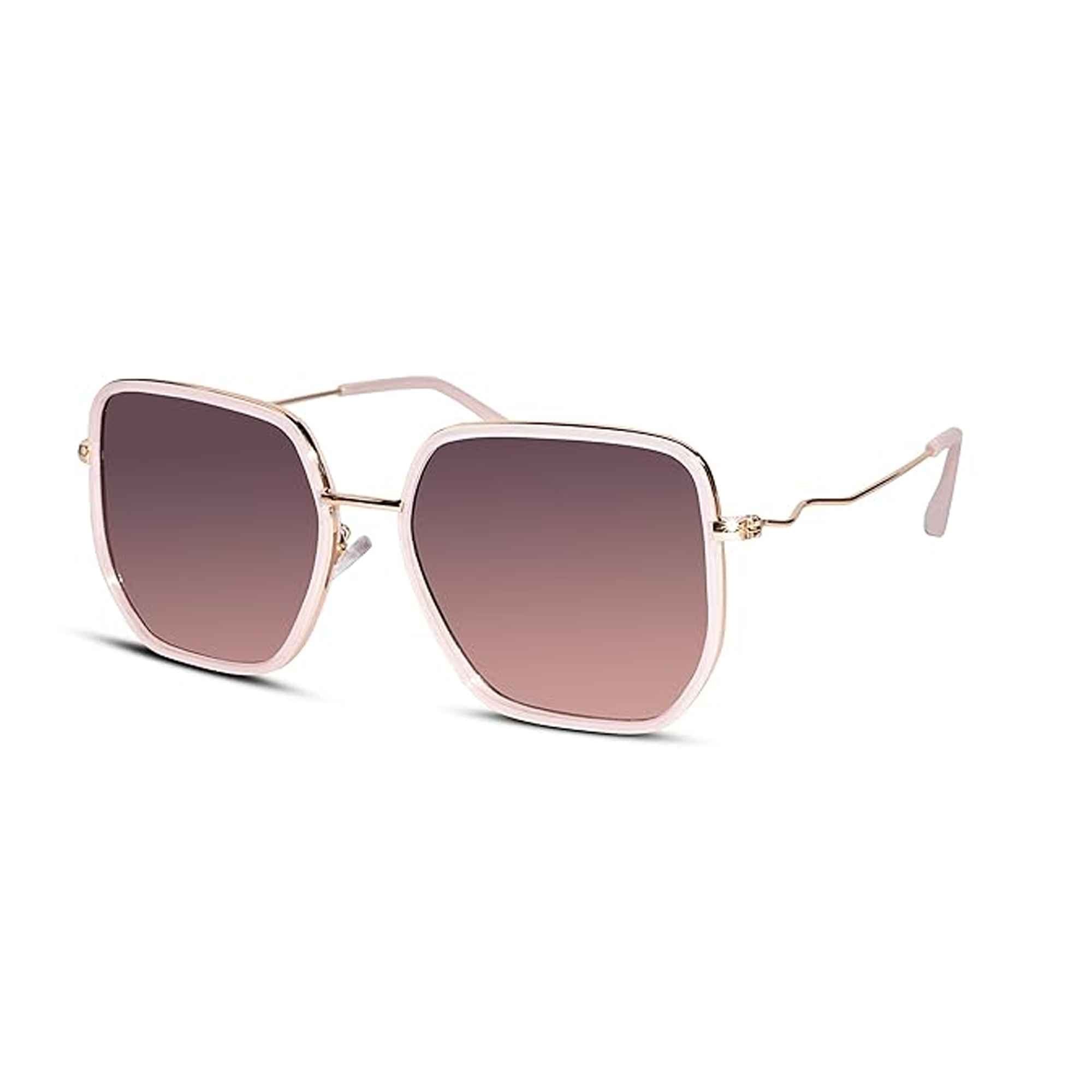 Stylish Pink Hexagonal Square Sunglasses