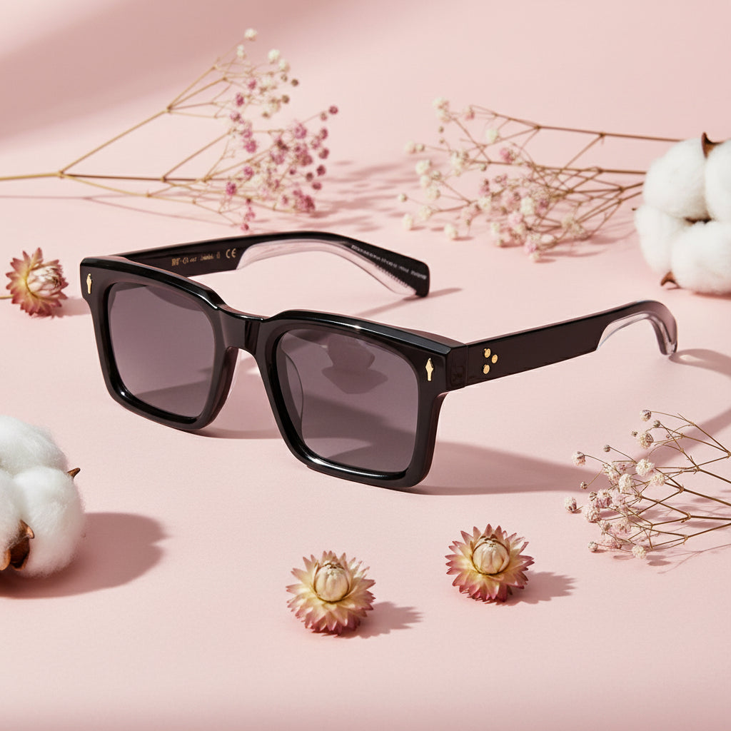 Black Rectangular Sunglasses For Men LKS65019-BLK