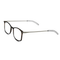 Compact adjustable anti glare rimless reading glasses shown with their case, perfect as blue light  blocking glasses